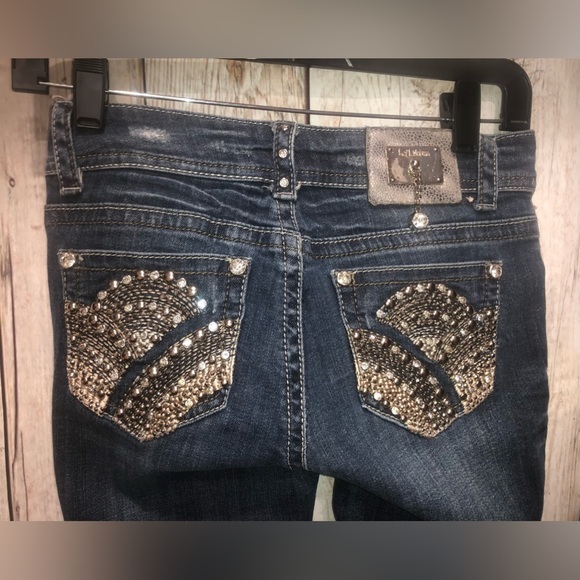 LA IDOL Women’s Jeans Size 1 W27 L33 Tattered Rhinestone Pocket (see details - Picture 4 of 10
